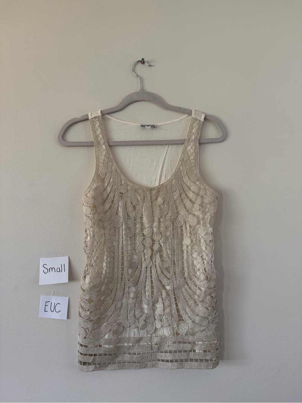 Express Cream Beaded Crochet Tank